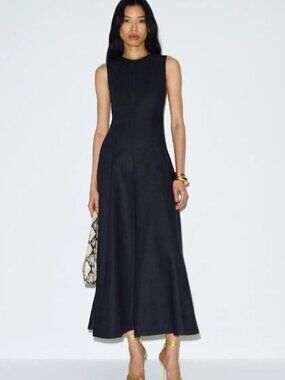 NEW Reformation Cecilia Linen Sleeveless Maxi Dress Black | US 4 UK 8